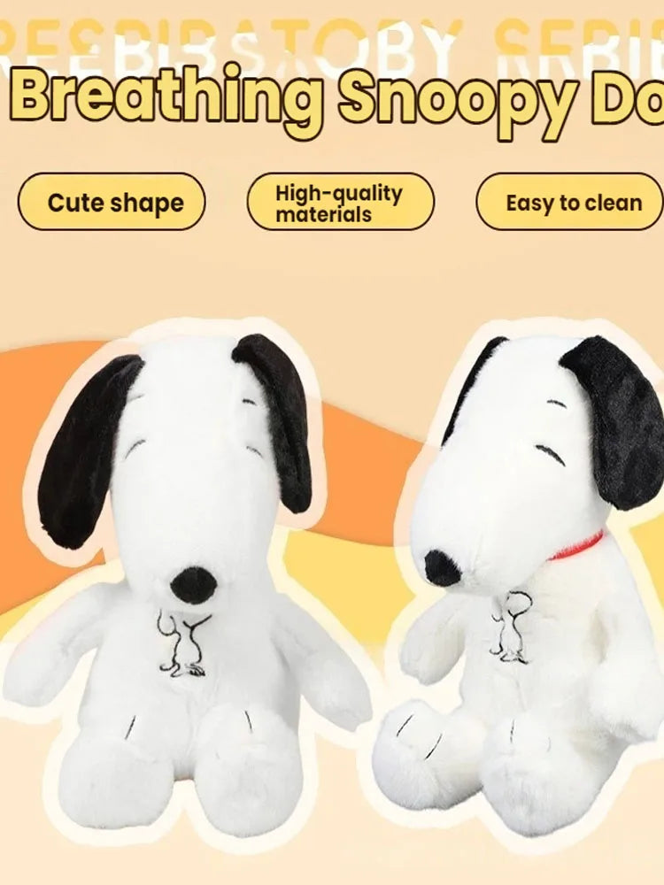 &New Baby Breathing Soothing Snoopy white dog Plush Doll Sleeping Companion Music and Light Doll Sensory Stuffed Toy Kids Gift