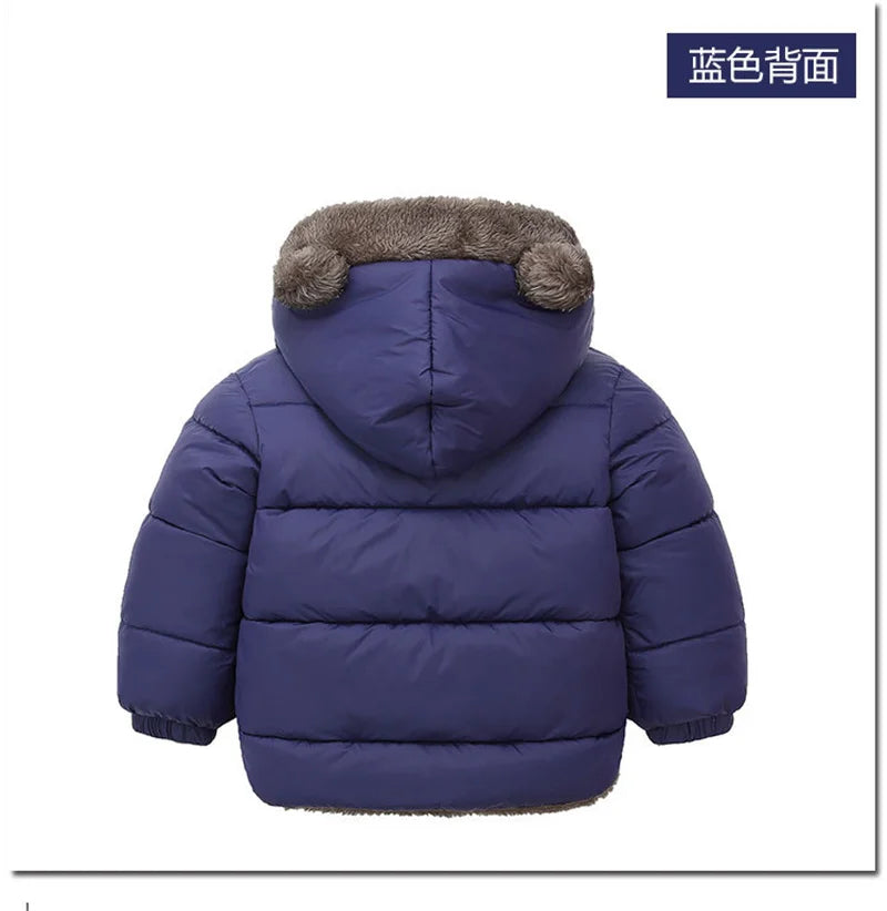 Baby Boys Girls Jacket Hooded Cotton Outerwear Children's Thick Fleece Coat Cashmere Padded Jackets Winter Boys Girls Warm Coats