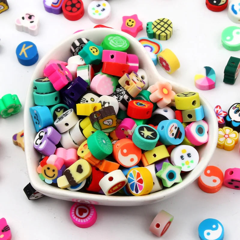 20/50pcs/Lot Mixed Style Pattern Polymer Clay Spacer Beads For Handmade Necklace Bracelet DIY Jewelry Making Accessories