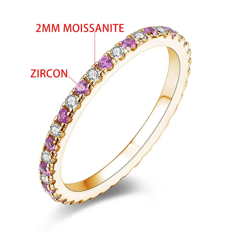 TFGLBU D Vvs1 Colorful Gem Moissanite 925 Sterling Sliver Ring for Women Charm Stackable Band Christmas Gift Jewelry Wholesale