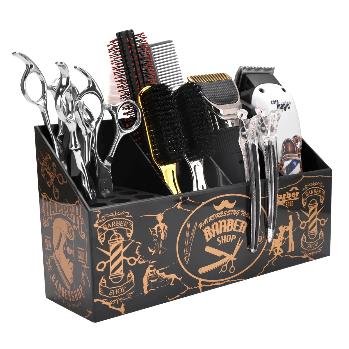 Barber Holder  Anti Slip Multifunctional Hair Comb Scissors Rack Hairdressing Tools Box Barbershop Accessories Tools