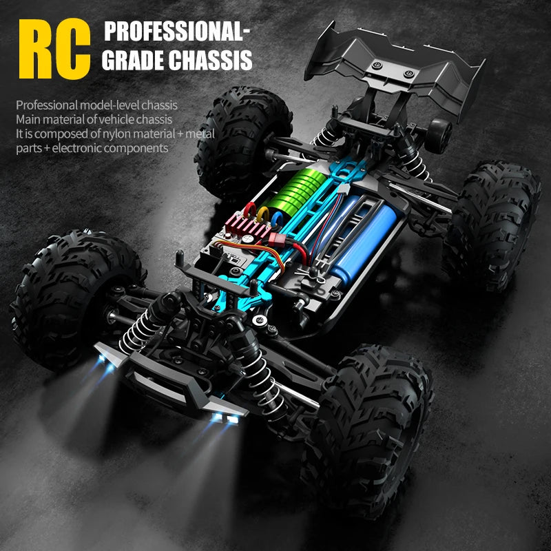 JJRC 70KM/H RC Off-Road Car 1:16 4WD High Speed Cars With Led Lights 2.4G Inductor Brushless Remote Control Cars Children Toys