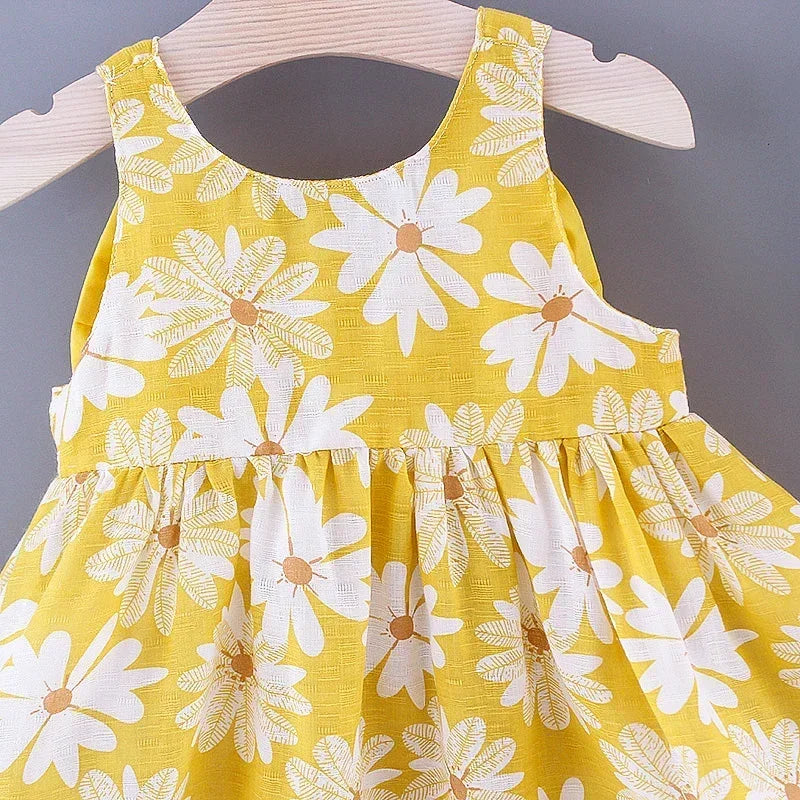 (Girls 0-3 Years Old) Summer New Girls Dress Floral Print Little Fresh Everyday Sweet Princess Dress with Bow