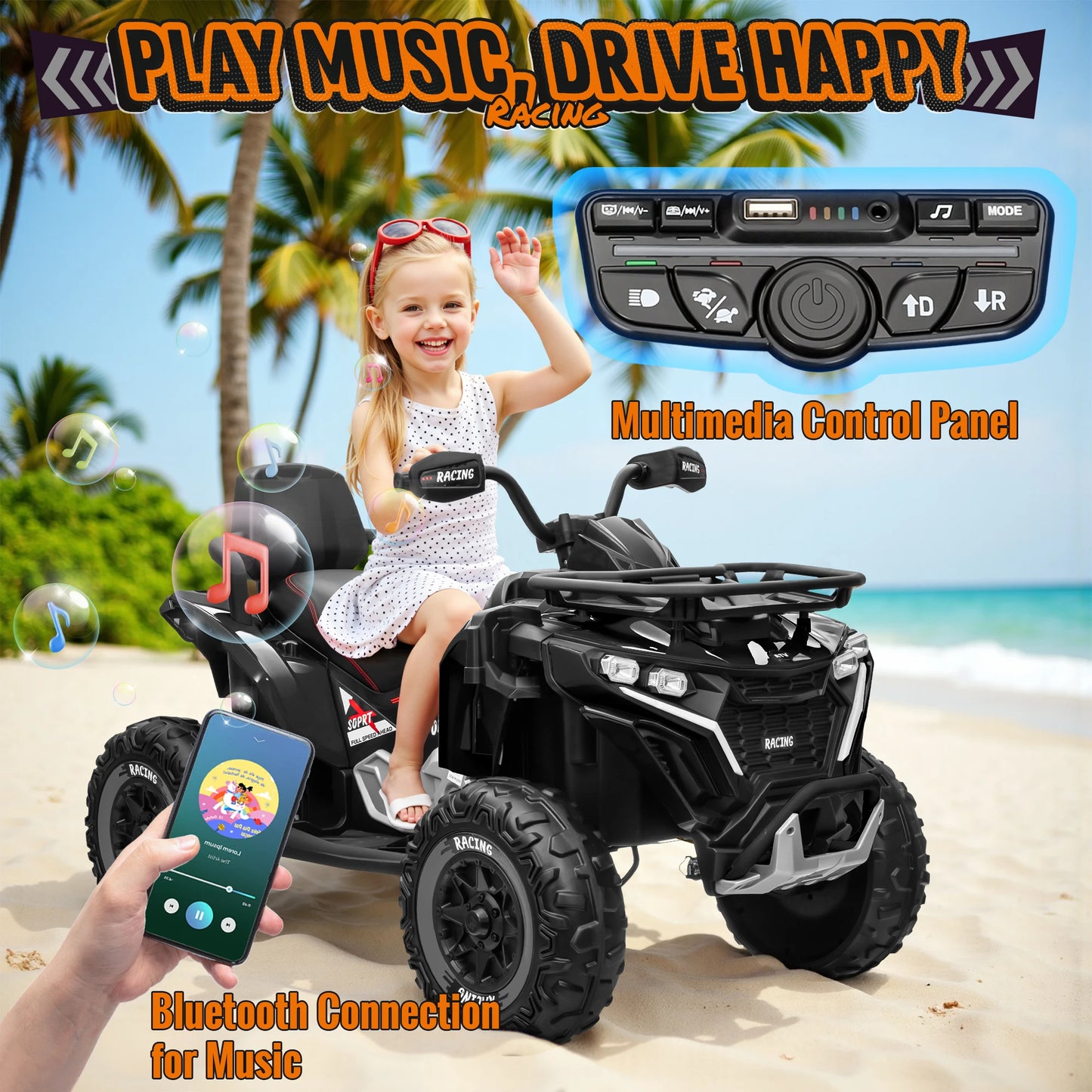 24V Large Four-Wheeled Off-Road Vehicle for Kids - 800W Powerful Motor, 4WD  Dual Leather Seats, Parental