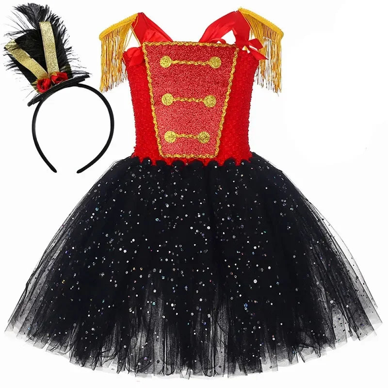 Nutcracker Soldier Girls Costumes Kids Halloween Christmas Tutu Dress Girl Circus Ringmaster Cosplay Dresses for Birthday Party