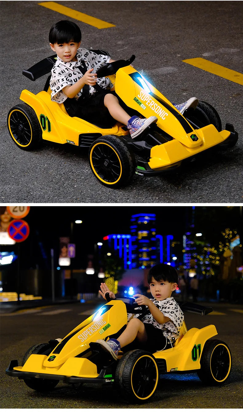 Kids Electric Kart Ride on Toy Car Four Wheels Go Kart Pedal Cars for Kids Remote Control Go Kart