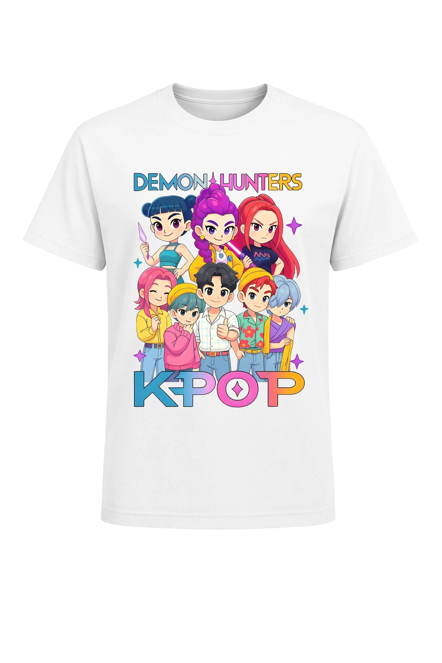 2026 Hot Huntrix Kpop Demon Hunters T-Shirt for Boys Girls Fans Gift Summer Crew Neck Short Sleeve Tees Fashion Kids T-shirt