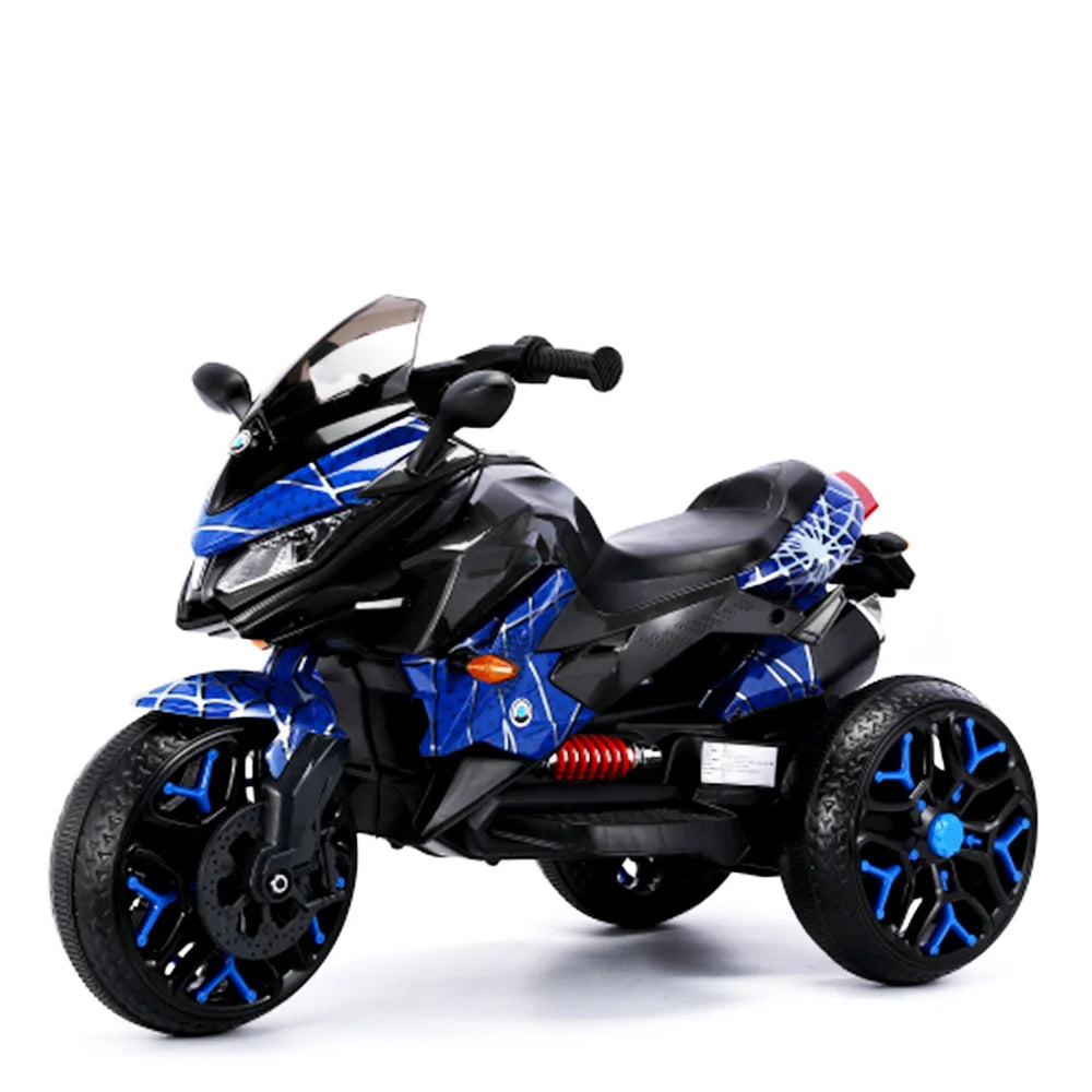 12V Kids Ride-On Motorcycle 3-Wheel Battery Powered Motorbike PU Seat Manual Throttle Lighting Wheels USB MP3 Christmas Gift