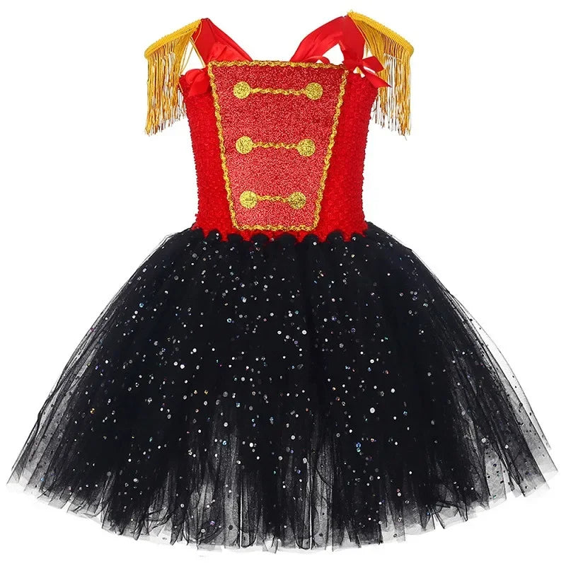 Nutcracker Soldier Girls Costumes Kids Halloween Christmas Tutu Dress Girl Circus Ringmaster Cosplay Dresses for Birthday Party