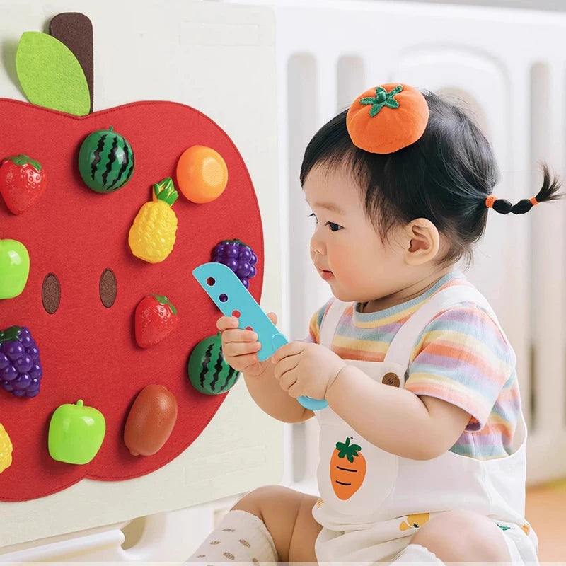 Baby Felt Board Play Food Toys Wall Sticker Fruits Vegetables Pretend Play Kitchen Games Fine Motor Skills Early Educational Toy