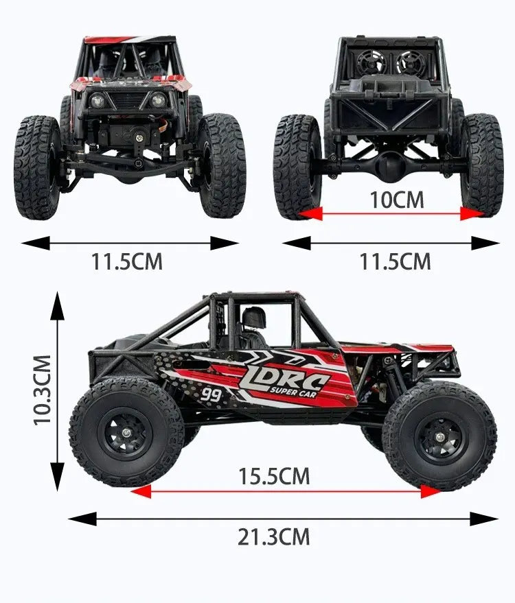 LDRC LD18499 1:18 4x4 4WD RC Car Remote Control Climbing Toy Vehicle Model for Boys Gift Off-Road Capable Scale Toy Car