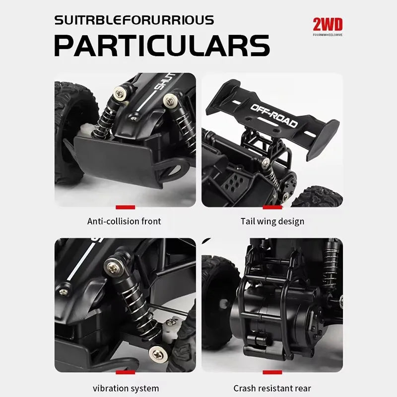 Remote Control Car RC Drift Racing 1:16 Vehicle Off Road Alloy 2.4G Radio High-Speed Trucks With LED Light Climbing Gift Kid Toy