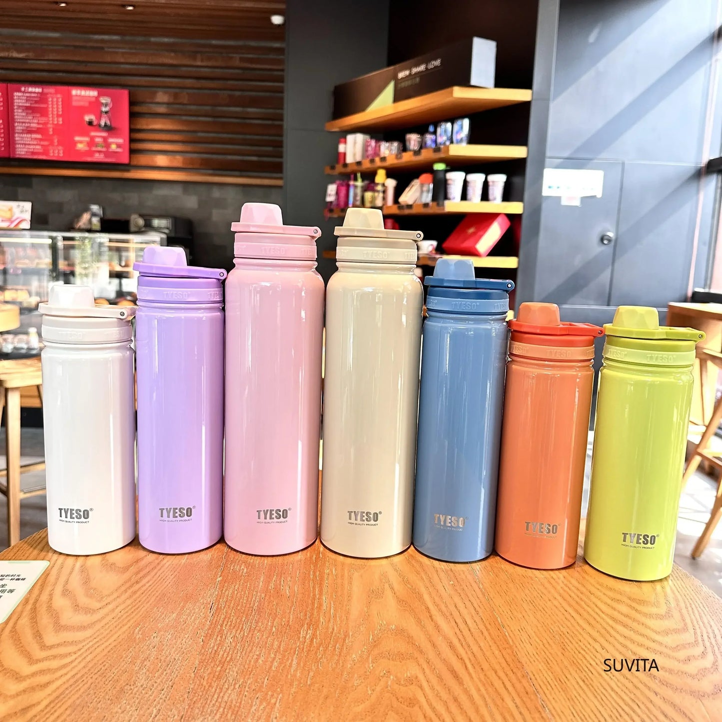 Tyeso Stainless Steel Thermos Water Bottle Portable Sport Vacuum Flask Keeps Cold and Heat Thermal Mug Insulated Car Tumbler Cup