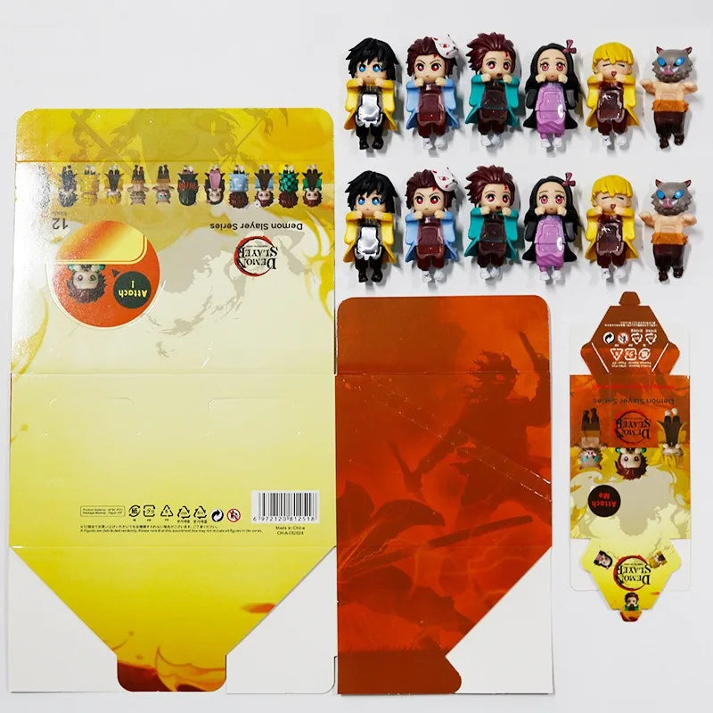 New 12-piece set Sonneess Angel Anime Demon Slayer Blind Box Handmade Anime Cartoon Doll Car Desktop Computer Screen Ornaments