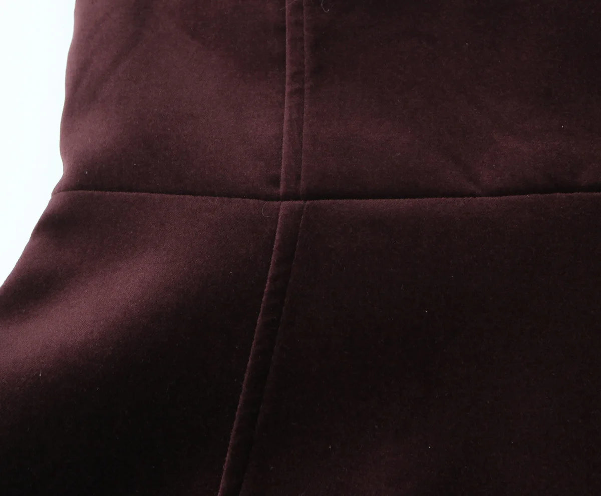 YENKYE Sexy Elegant Women Burgundy Velvet Bow Strapless Dress Christmas Party Mini Vestidos