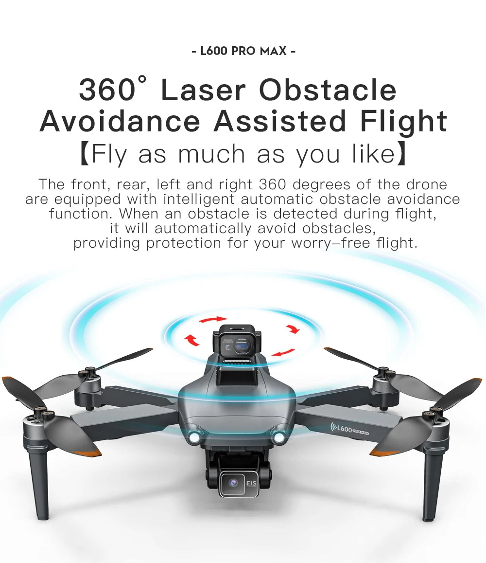 L600 Pro MAX 4K Professional Drone With Camera HD 3-Axis Gimbal GPS Dron 360° Obstacle Avoidance 5G WIFI RC Quadcopter Toys