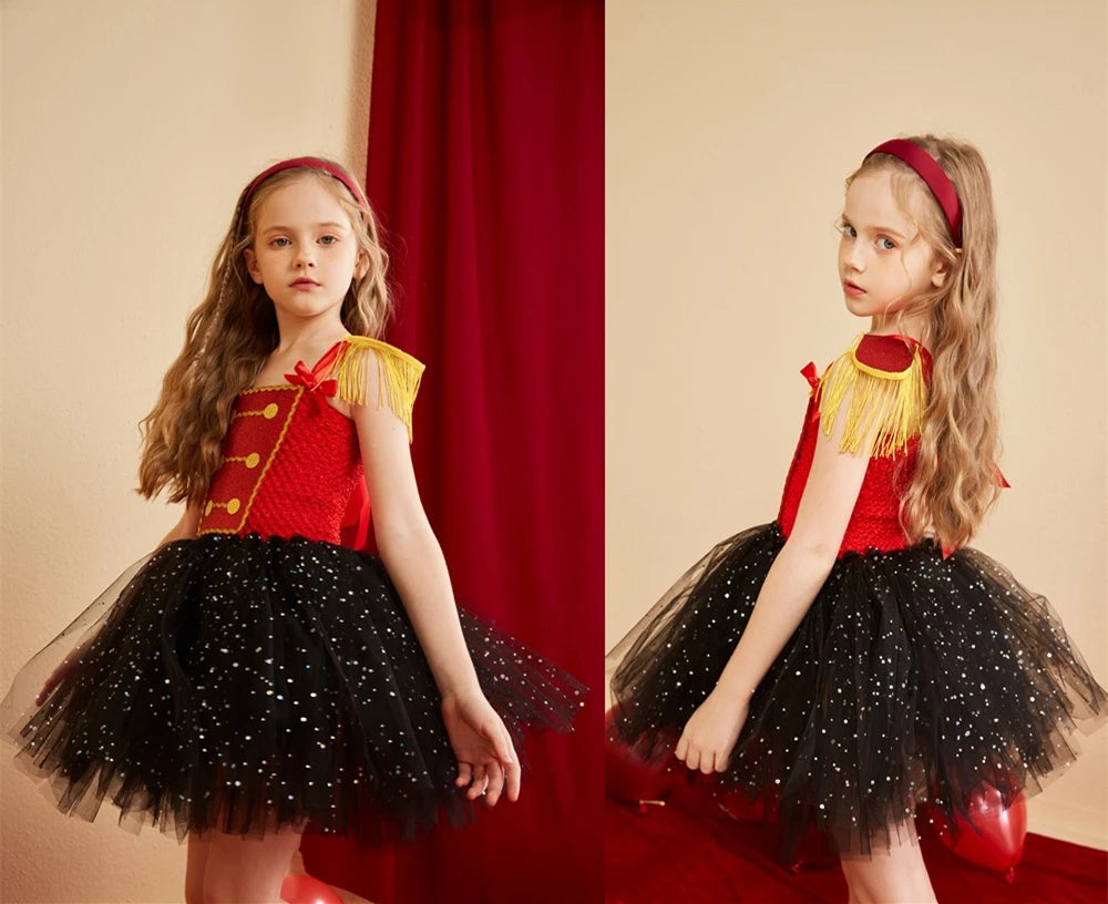 Nutcracker Soldier Girls Costumes Kids Halloween Christmas Tutu Dress Girl Circus Ringmaster Cosplay Dresses for Birthday Party