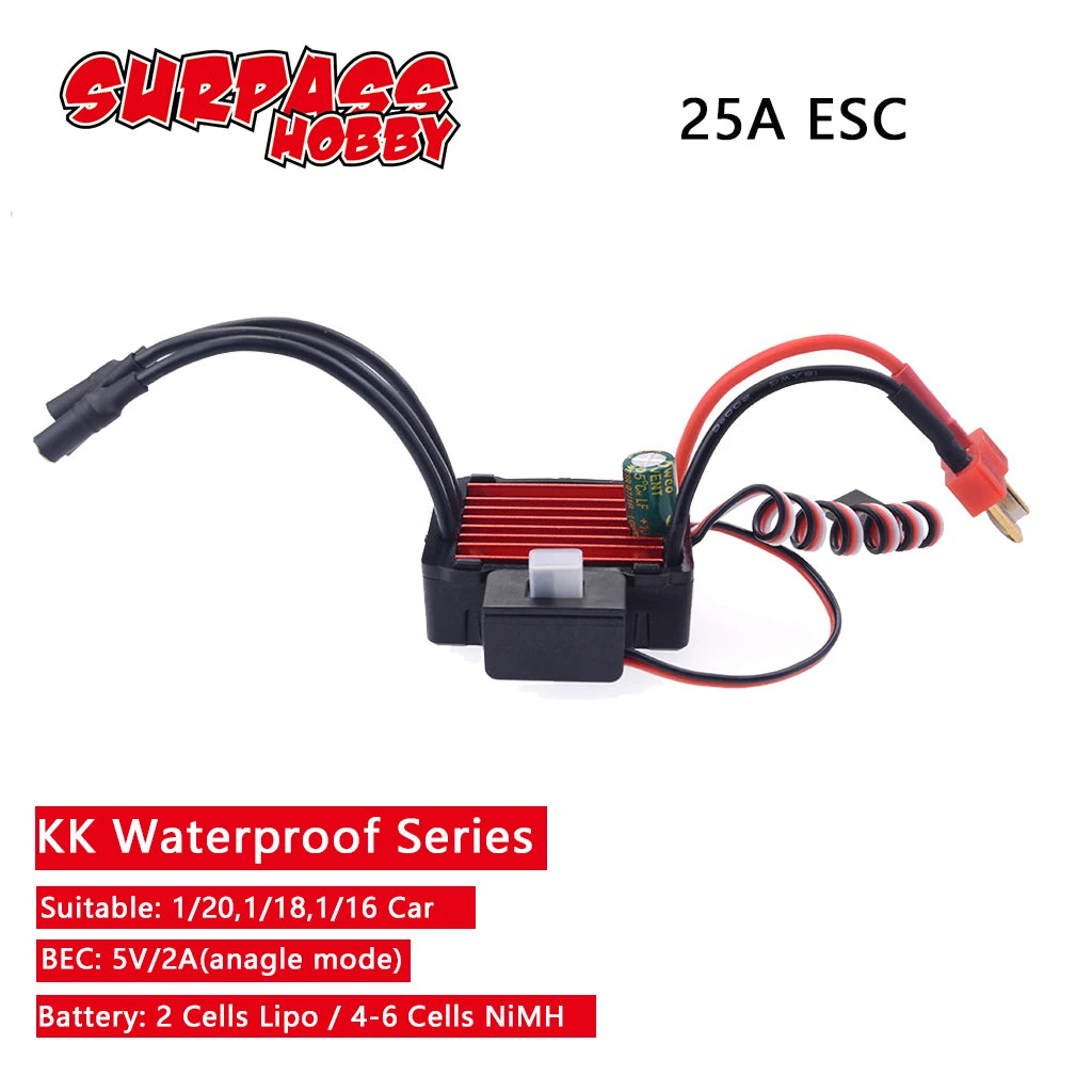 SURPASS HOBBY KK 25A 35A 45A 60A 80A 120A 150A 2-6S Brushless ESC T/XT60 Plug for 1/8 1/10 1/12 1/14 1/16 RC Brushless Motor