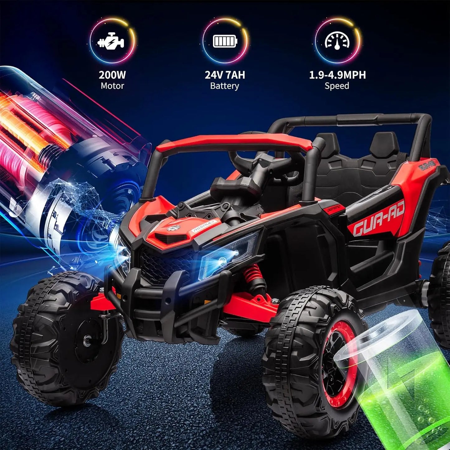 24V Kids Ride On UTV Car Toy w/Remote Control 2×200W Motor Electric Vehicle Spring Suspension & LED Lights Off-Road Toy