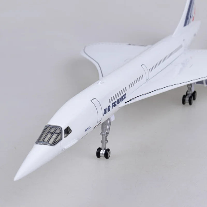 50CM 1/125 Scale Plane Concorde Air France Airline Model Airplane Toy Resin Airfrance Aircraft with Landing Gears Lights