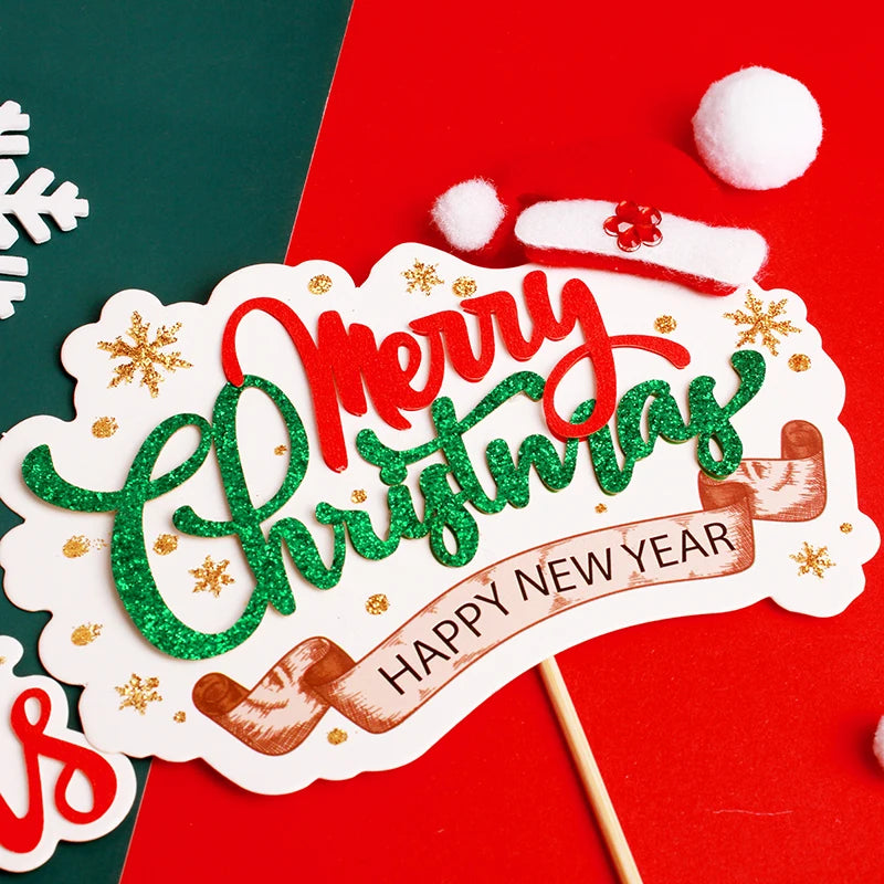 Merry Christmas Cake Toppers Cartoon Xmas Tree Cake Decor Snowman Happy New Year Cupcake Toppers Decor For Party Home 2025 Noel