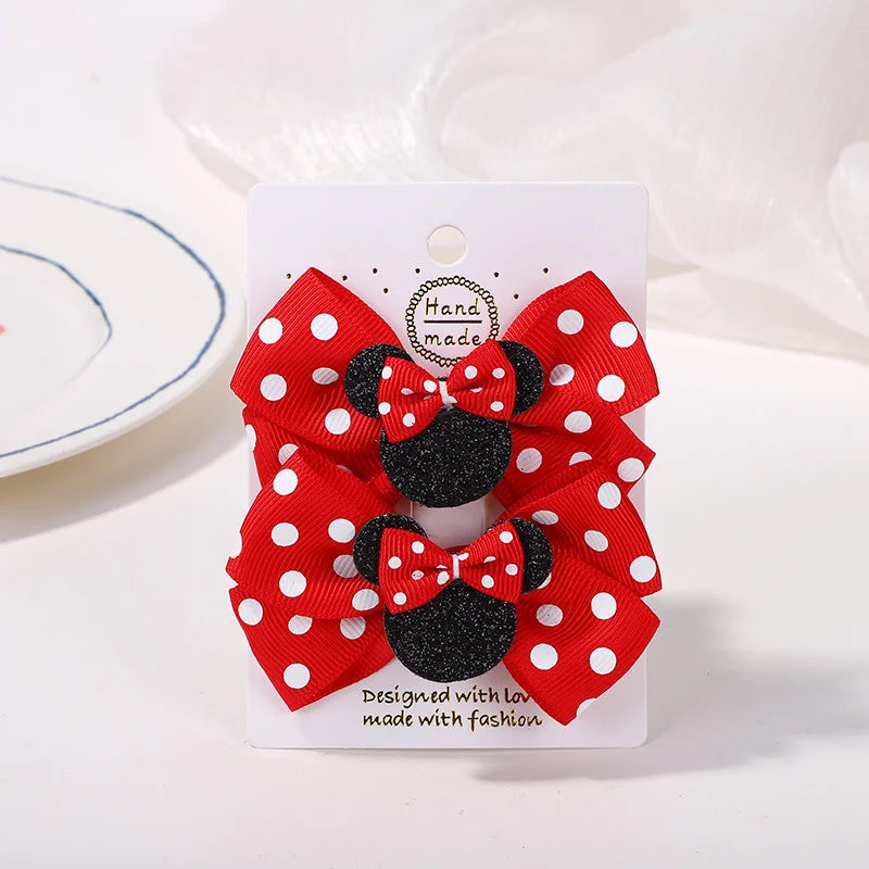 2pcs/Set Grils Lovely Polka Dot Bow Hair Clips for Hair Toddler Cartoon Hairpins Baby Boutique Hair Accessories