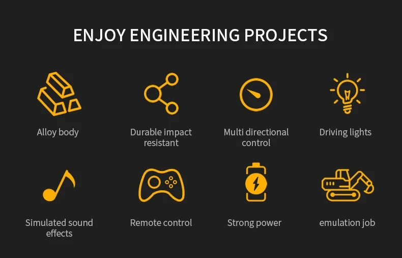 1:24 Scale 2.4G RC Construction Vehicle Toys Set for Kids: Excavator, Dump Truck, Loader, Bulldozer - Premium Alloy & Plastic