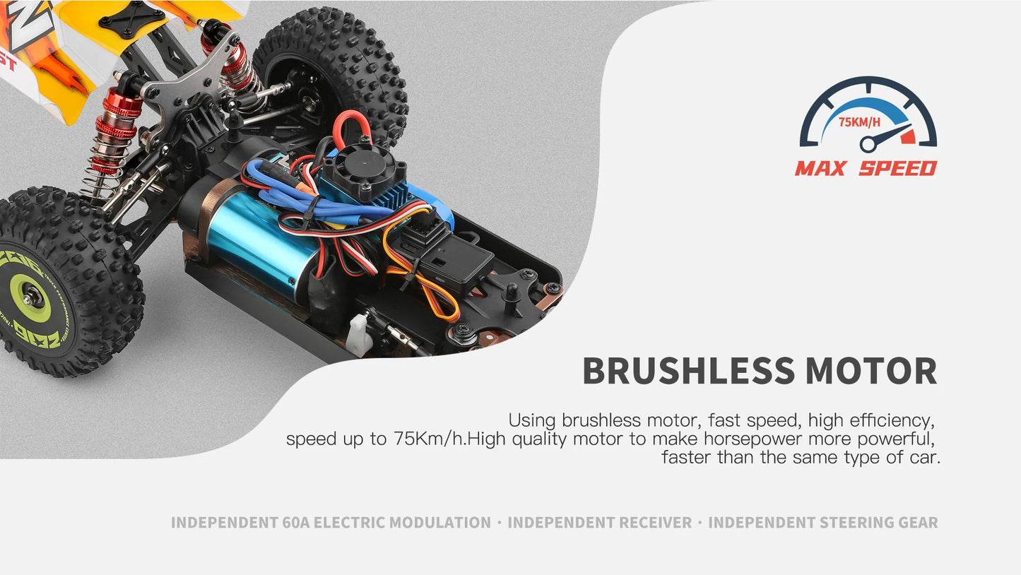RC Car 1/14 4WD 75KM/H 2.4G Brushless Motor Electric High Speed Off-Road Remote Control Drift RC Buggy Car Toys