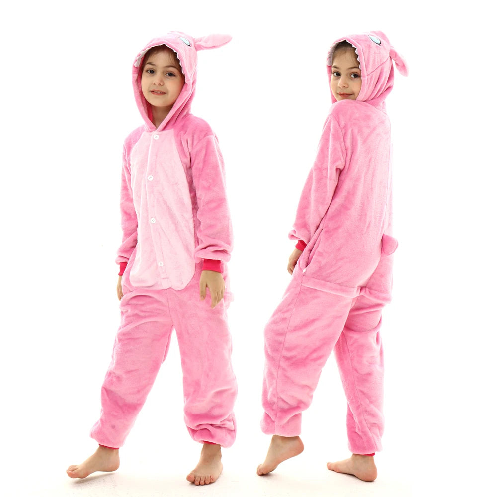 kids winter stitch flannel pajamas children pikachu sleepwear unicorn kigurumi onesies for boys girls baby blanket sleepers