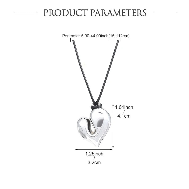 LATS Red Heart Pendant Necklace Vintage 80s Aesthetic Love Inspired Choker New Fashion Romantic Heart Necklace for Women