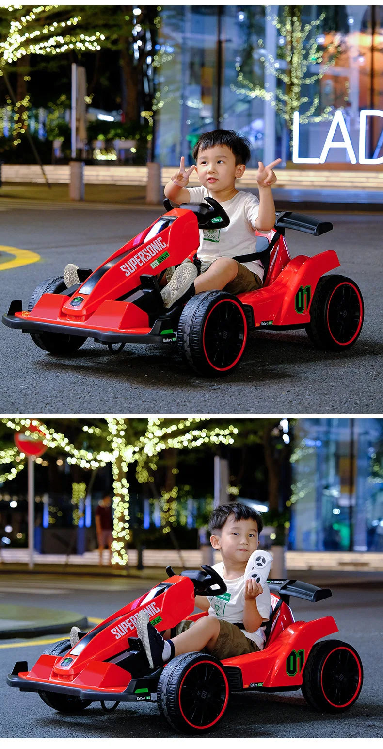 Kids Electric Kart Ride on Toy Car Four Wheels Go Kart Pedal Cars for Kids Remote Control Go Kart