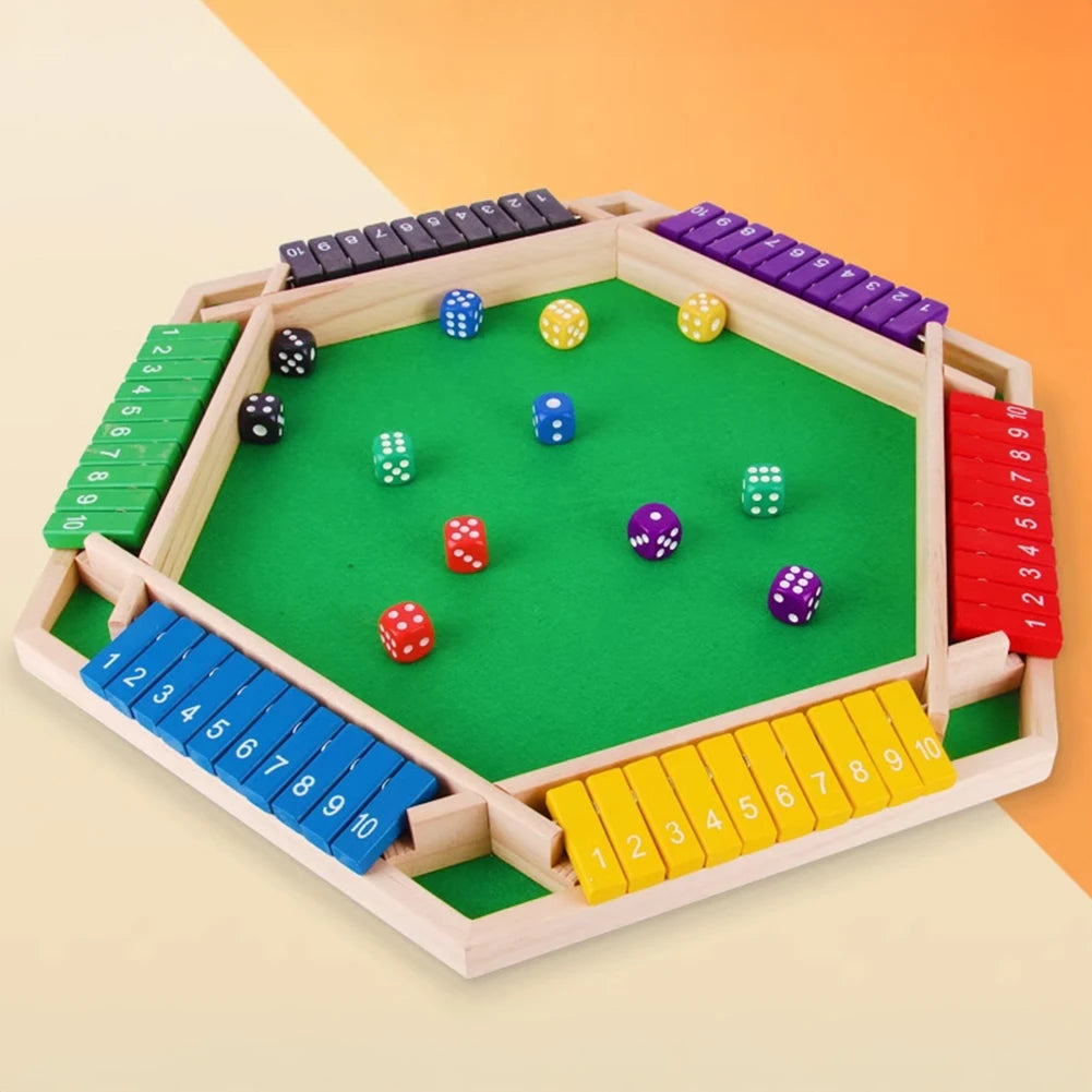 4/6 Players Shut The Box Dice Game Wooden Board Table Math Game Tabletop Games Six Sided Flop Game Indoor Games Shut The Box