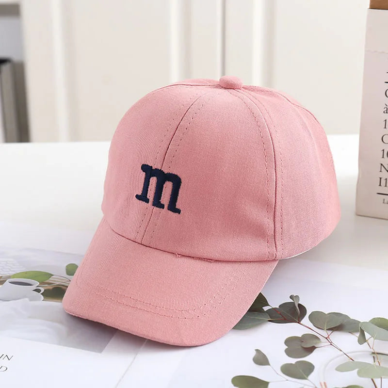 Solid Color Letter Baby Baseball Cap Simple Embroidered Peaked Hat for Toddler Boy Girl Summer Adjustable Kids Sun Hats