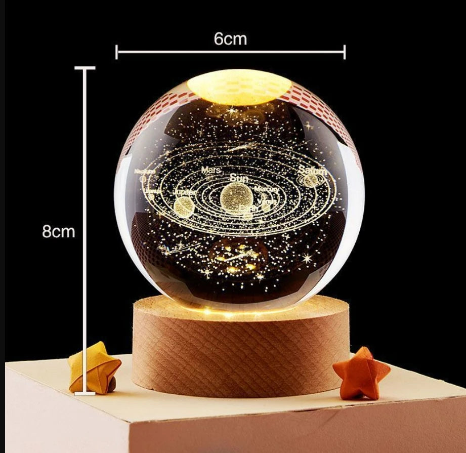 3D Crystal ball Crystal Planet Laser Engraved Solar System Globe Astronomy Gift Birthday Gift Glass Sphere Home Decoration