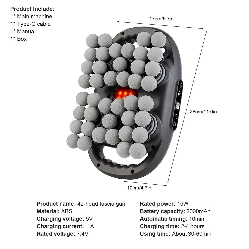 42-Heads Fascia Gun High-Frequency Vibration Body Massage Gun Back and Waist Massager Massager Neck Shoulder Massager masajeador