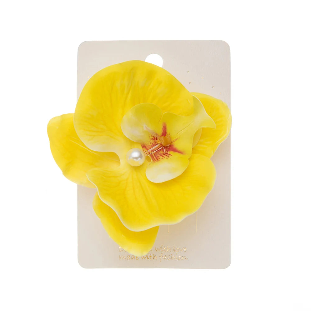 Artificial Orchid Flower Butterfly Hair Clips for Woman Girls Phalaenopsis Pearl Duckbill Hairgrips Hairpins Hair Accessories