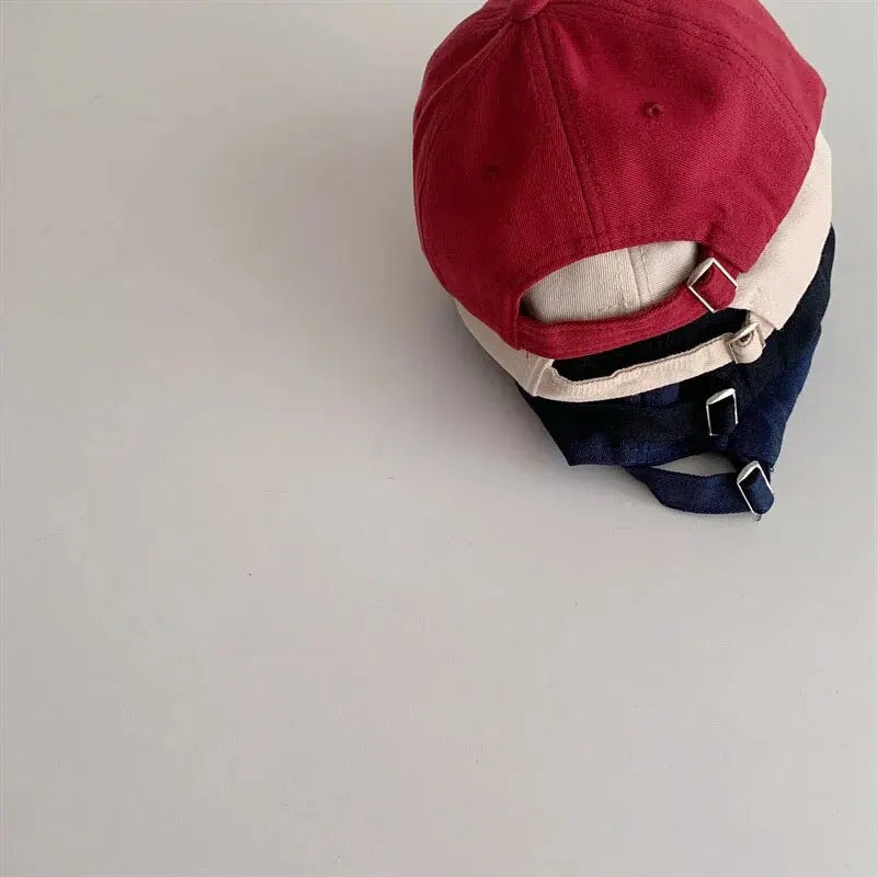 Letter Kids Baseball Cap Solid Color Toddler Sun Hat Korean Embroidery Adjustable Boy Girl Peaked Cap