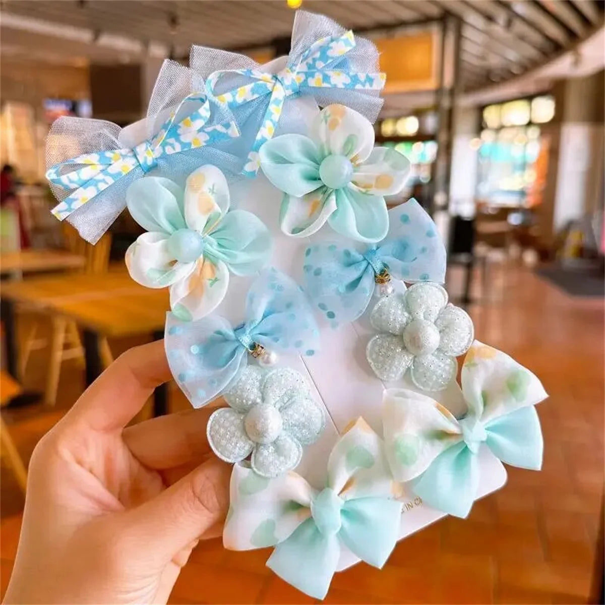 10Pcs/Set Cute Bows Baby Hairclips Lace Flower Children Girls Hairpins Hairdresses Baby BB Clip Gifts